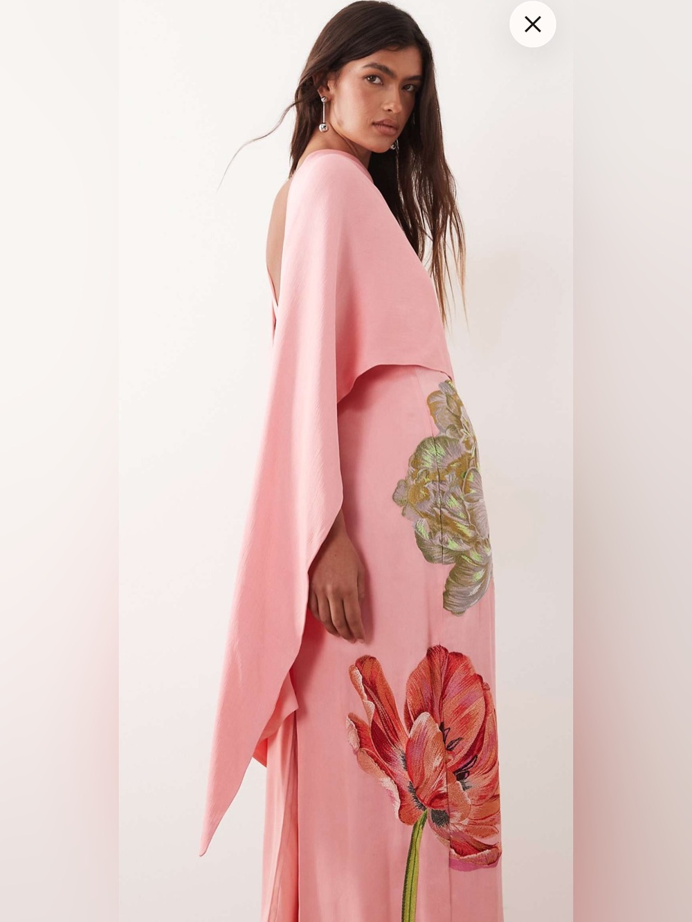 ARRANGE floral embroidered satin overlay maxi dress in pink